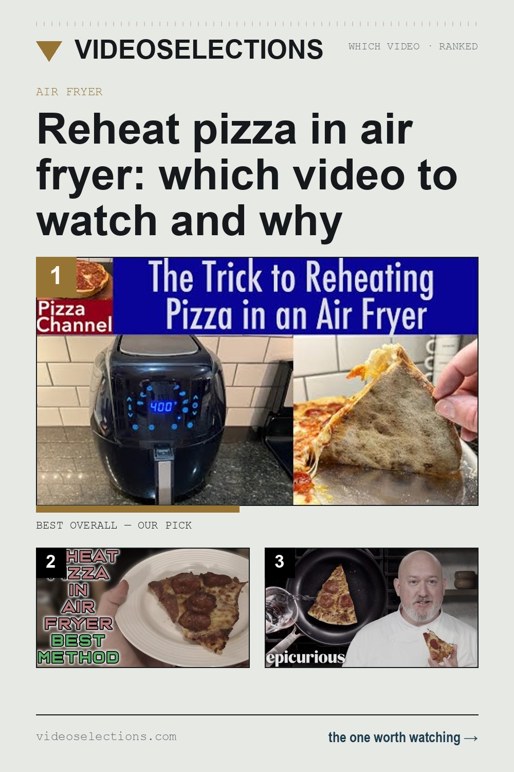 Reheat pizza in air fryer: which video to watch and why